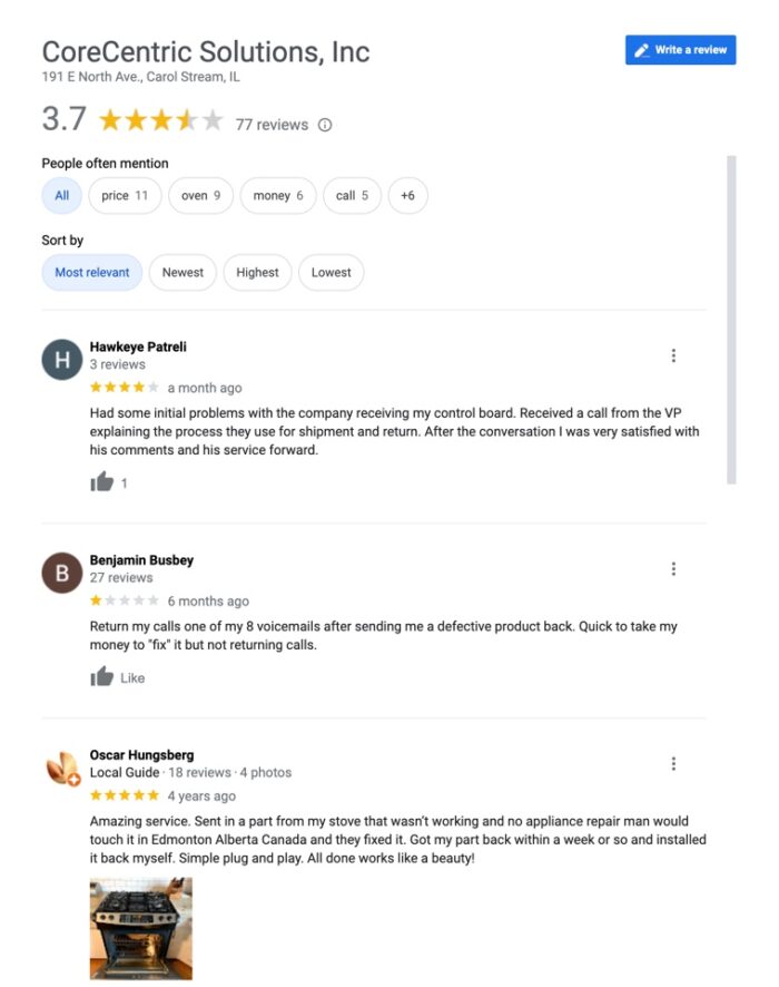 corecentric rating 2 - Uncle Harry's Appliance Repair School Corcentric Rating